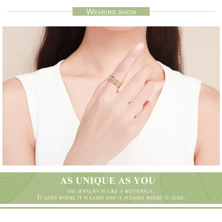 BISAER, 925 пробы, серебряное, винтажное, волнистое, геометрическое, регулируемое кольцо, золотое, кружевное, на палец, кольца для женщин, серебряное ювелирное изделие, anel ECR460