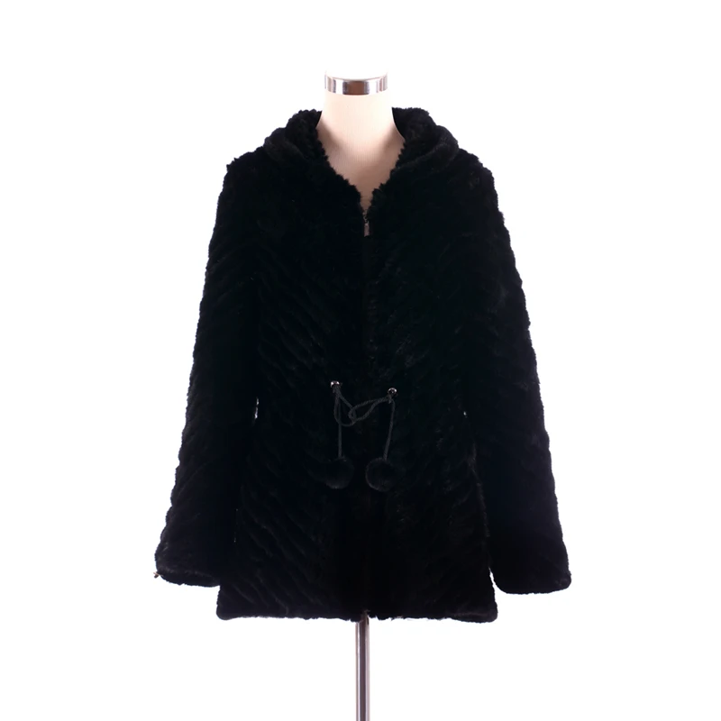 ZY81011 Ladies Real Knitted Mink Fur Full Sleeve With Hooded Fur Coat Jacket Winter Women Fur Coats Female Mink Fur Overcoat packable down jacket