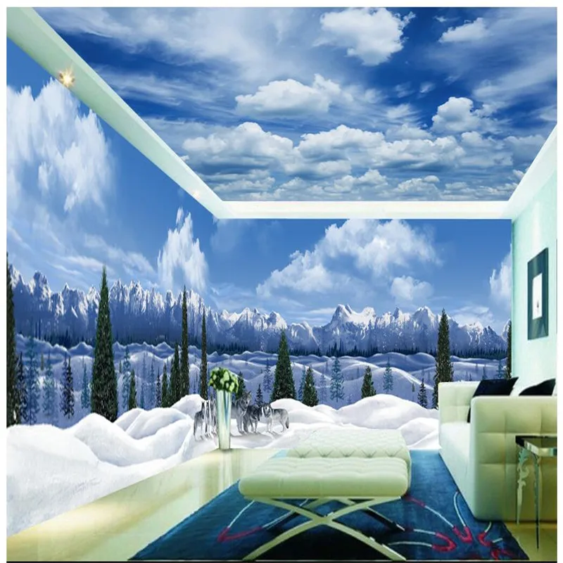 

beibehang Room Wallpaper Arctic Glacier Wolves Background Modern Europe Art Mural for Living Room Large Painting Home Decor