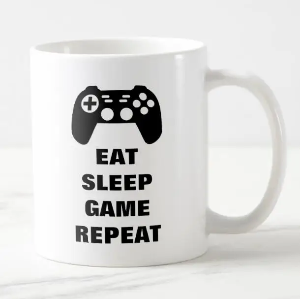 Personalised Eat Sleep Game Travel Mug Drink Flask Birthday Coffee Gamer Gift