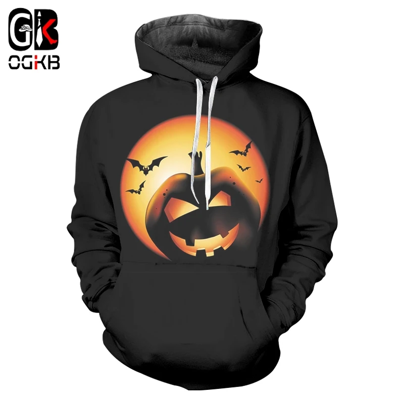 

OGKB Lady Large Size Leisure Hoodies 3D Printed Halloween Pumpkin The New Listing Pullover Woman Spandex Clothing