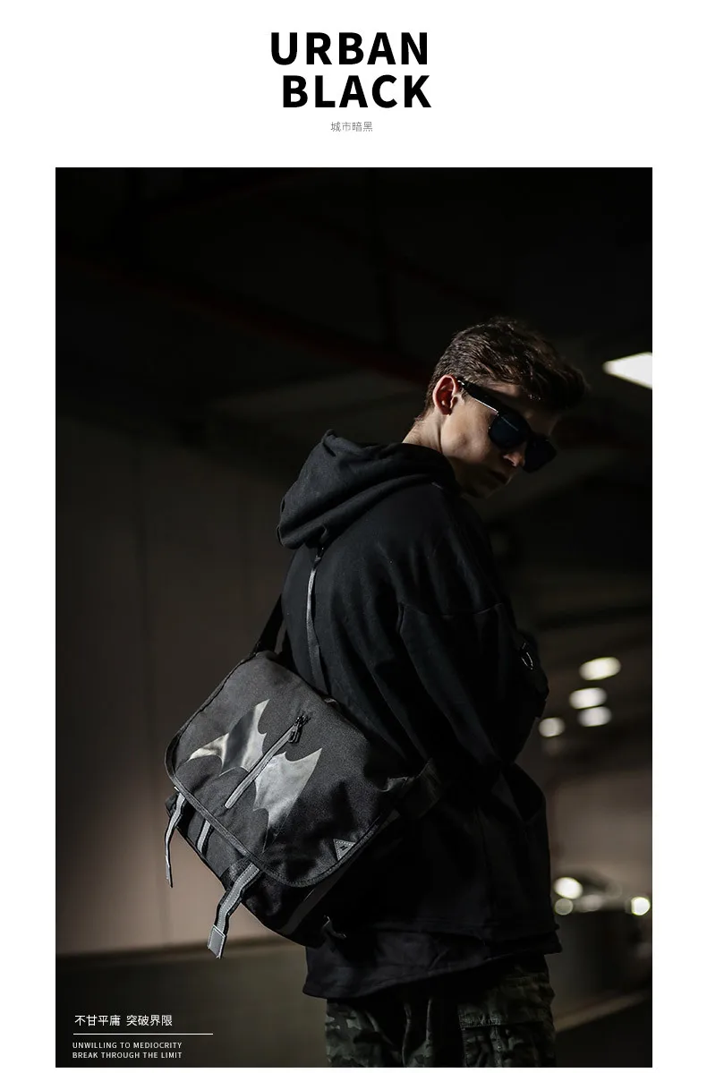 Модная мужская сумка-мессенджер с рисунком летучей мыши большой емкости для мальчиков, спортивные сумки для скейтборда и ноутбука, спортивная сумка через плечо для подростков