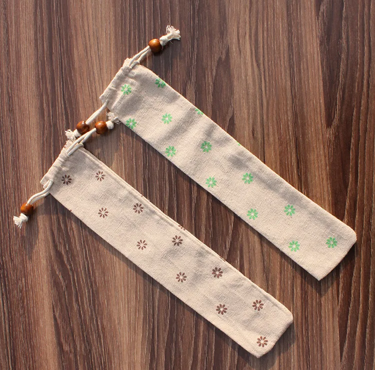 Японский стиль креативный Цветочный шнурок палочки для еды рукав Льняная Ткань сумка для хранения для одной пары палочки для еды W8656