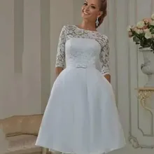 Vestido De Noiva элегантное ТРАПЕЦИЕВИДНОЕ Короткое свадебное платье с короткими рукавами кружевное свадебное платье принцессы Свадебное платье
