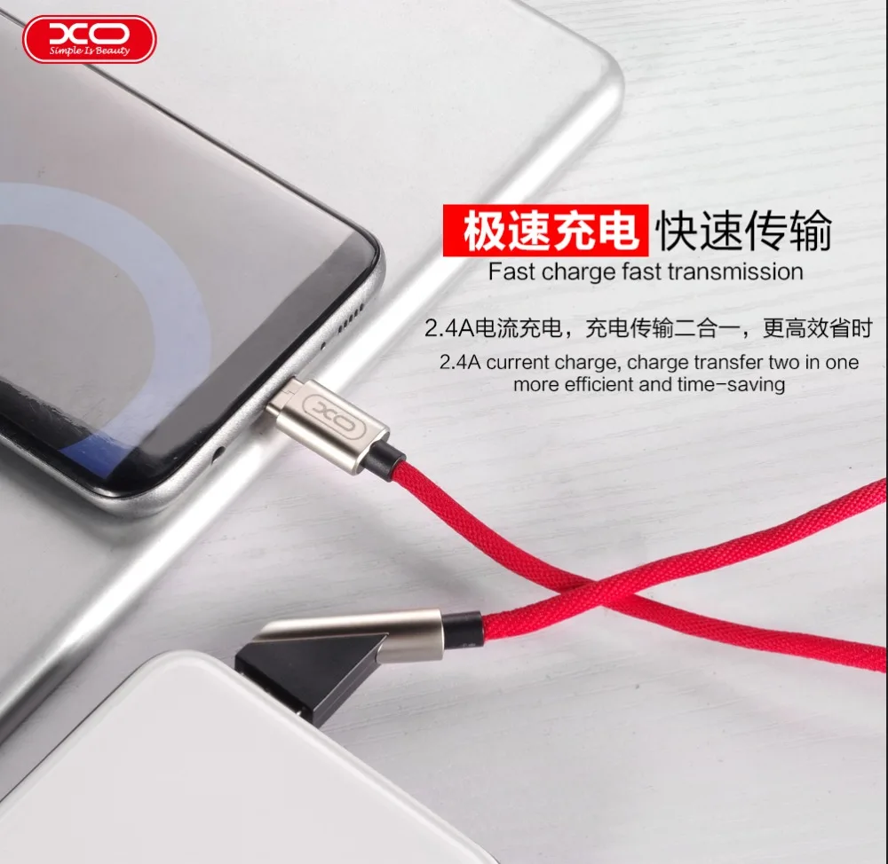 XO 2.4A Металл Мобильный телефон данных Тип C кабель Micro USB для samsung iPhone iPad зарядный