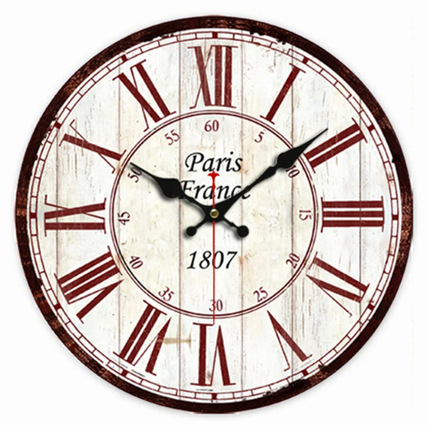 

Vintage Roman Number Design Clock Brief Silent Living Room Cafe Kitchen Clocks Home Decor Art Large Wall Clock No Ticking Sound