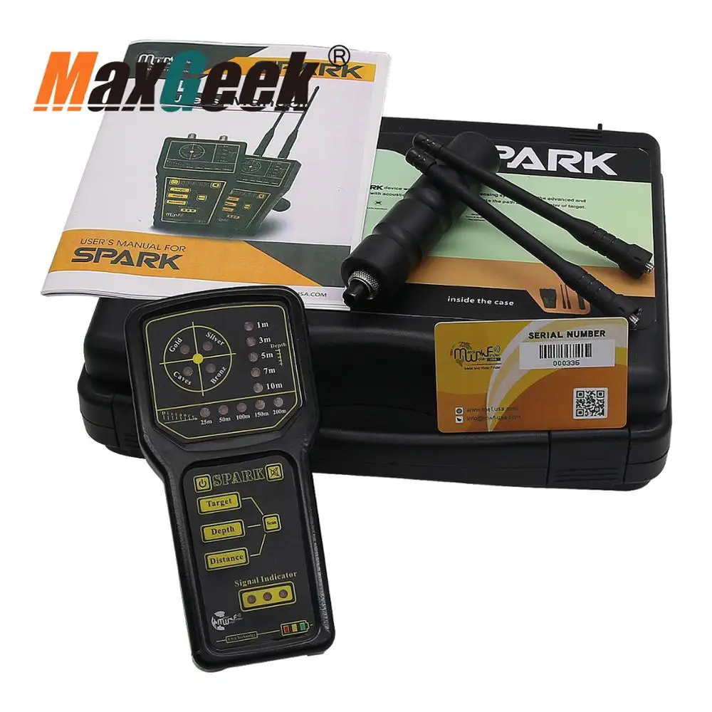 

Maxgeek Long Range Gold Metal Detector w/ 2 Antennas Carry Case for Gold Silver Bronze Caves New Model 2019