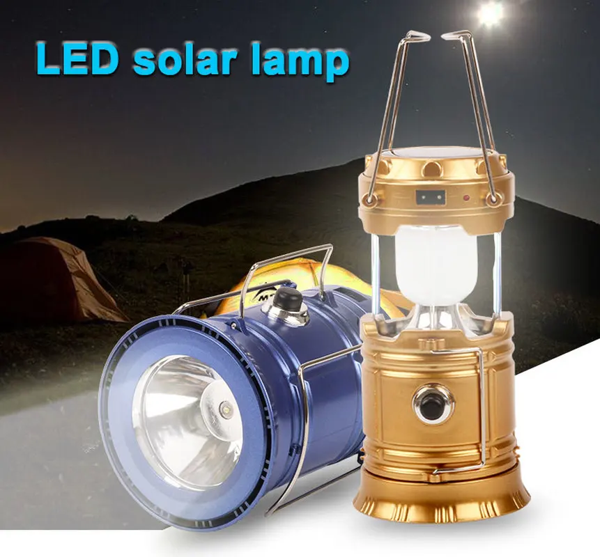 

New Solar Power Rechargeable Light Portable LED Collapsible Lantern Camping Hiking Emergency Outdoor Camping Light 3 Color