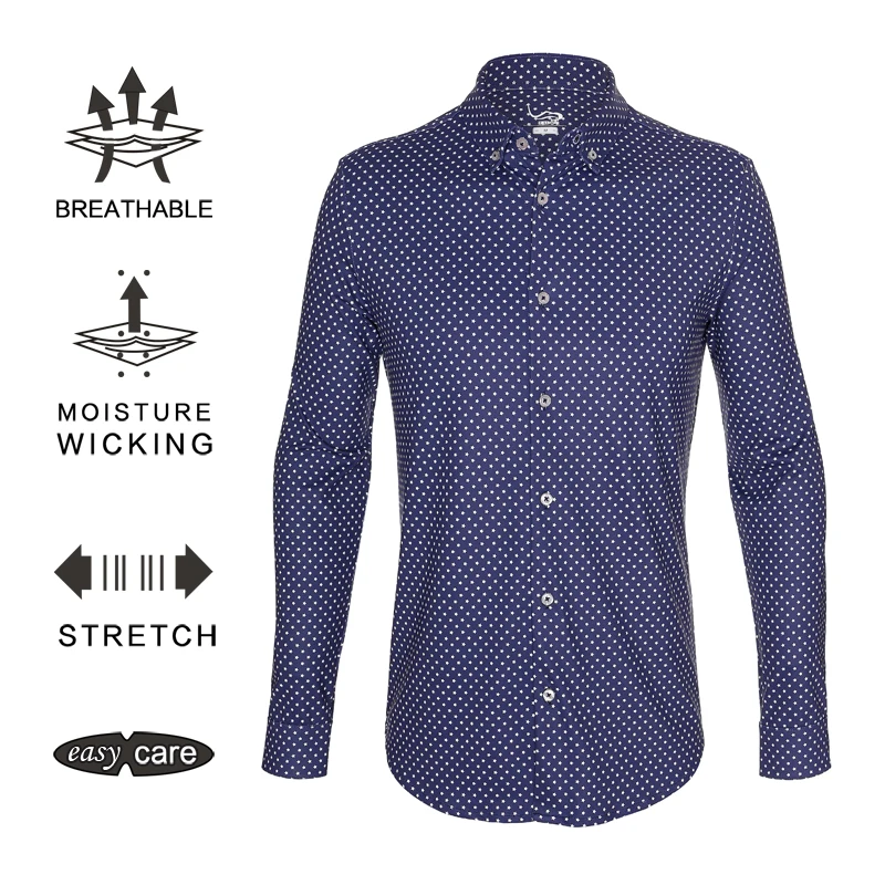 

EAGEGOF Non iron Long sleeve Business dress shirt mens Regular fit casual Golf shirts Brand Male Clothing Soft Comfortable