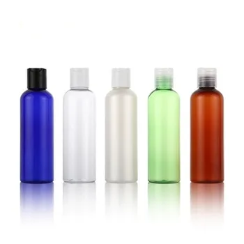 

50pcs 200ml plastic transparent/blue flask bottle for shampoo shower gel lotion refillable bottle , small size travel bottles