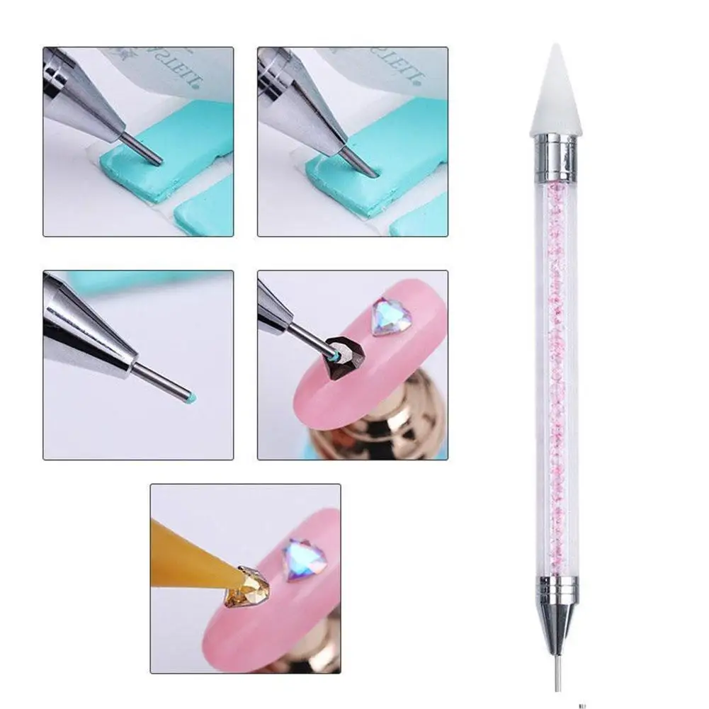 BellyLady двойной состава ногтей Pen расставить заклепки выбора воск карандаш Кристалл Ручка DIY Nail Art Инструмент