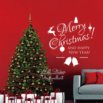 

Merry Christmas And Happy New Year Wall Sticker Holidays Lettering Cut Vinyl Removable Wall Decal Family Quotes Stickers Q252