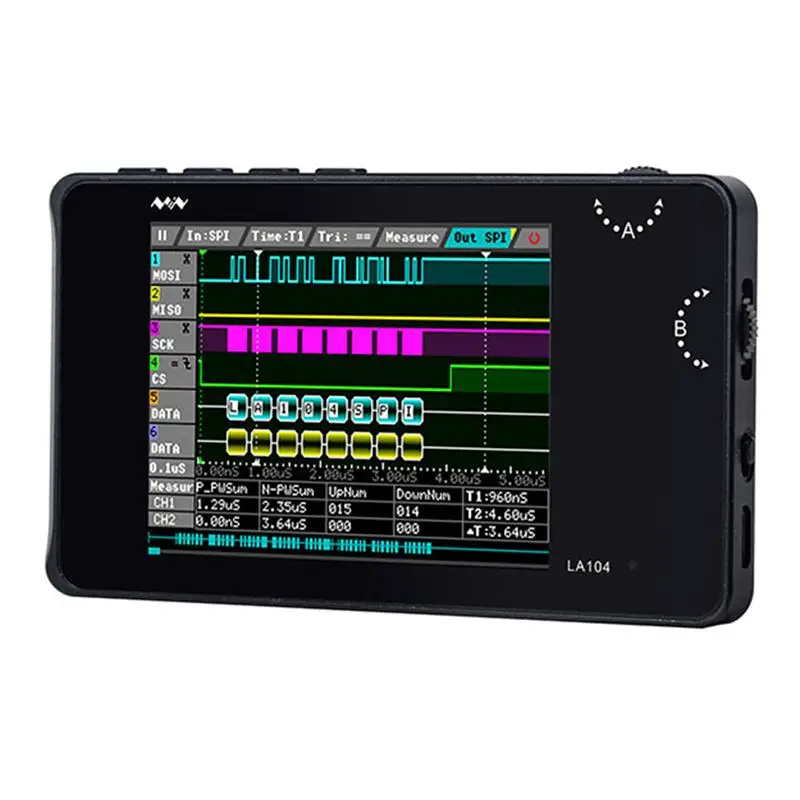 

HLZS-Mini DSO LA104 Digital Logic Analyzer 2.8 inch Screen 4 Channels Oscilloscope SPI IIC UART Programmable 100MHz Max Sampli
