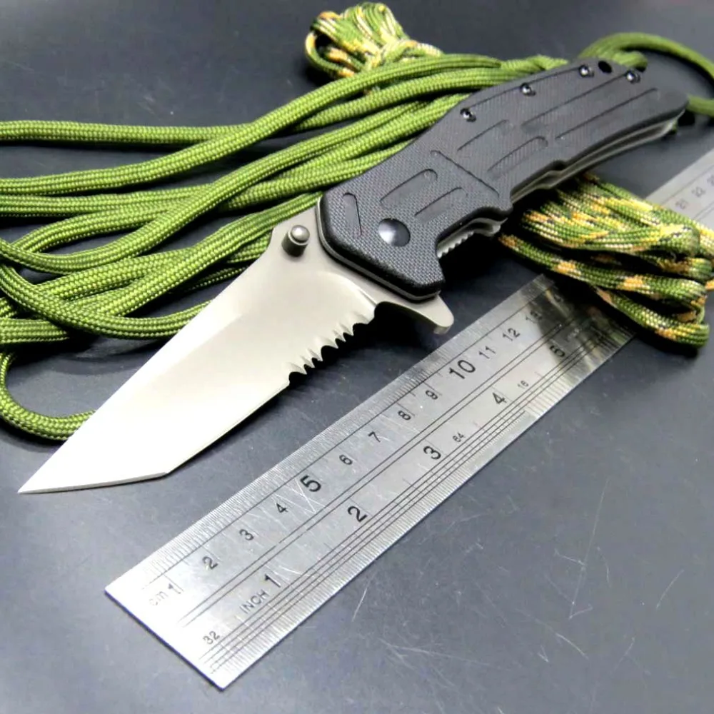 High quality Folding Knives 1985ST 8Cr13Mov Steel Serrated Blade G10