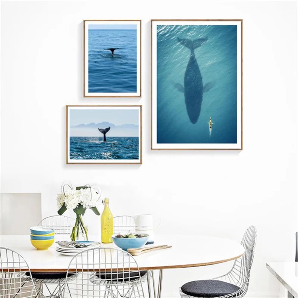 

Shark Nordic Poster Blue Seawater Art Print Scenery Wall Art Canvas Painting Sea Posters Wall Pictures For Living Room Unframed