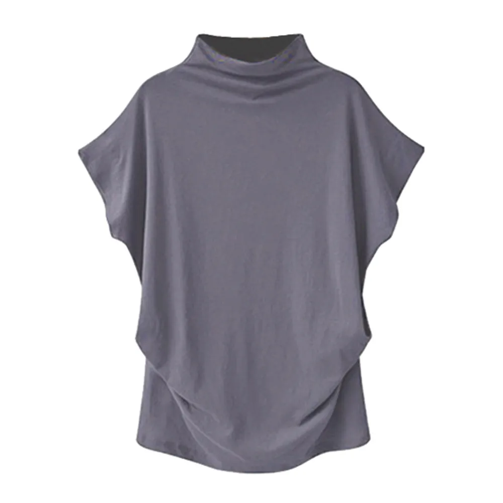 Feitong размера плюс, модная женская хлопковая водолазка, блузка, футболка, топ, женская нижняя рубашка, Повседневная, короткий рукав, летняя женская блуза
