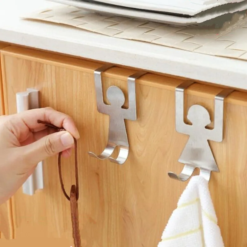 

1set=2pcs Creative cartoon human door Hanging hook wiping bag key hanger Hook Hanger for storage rack organizer wall shelf