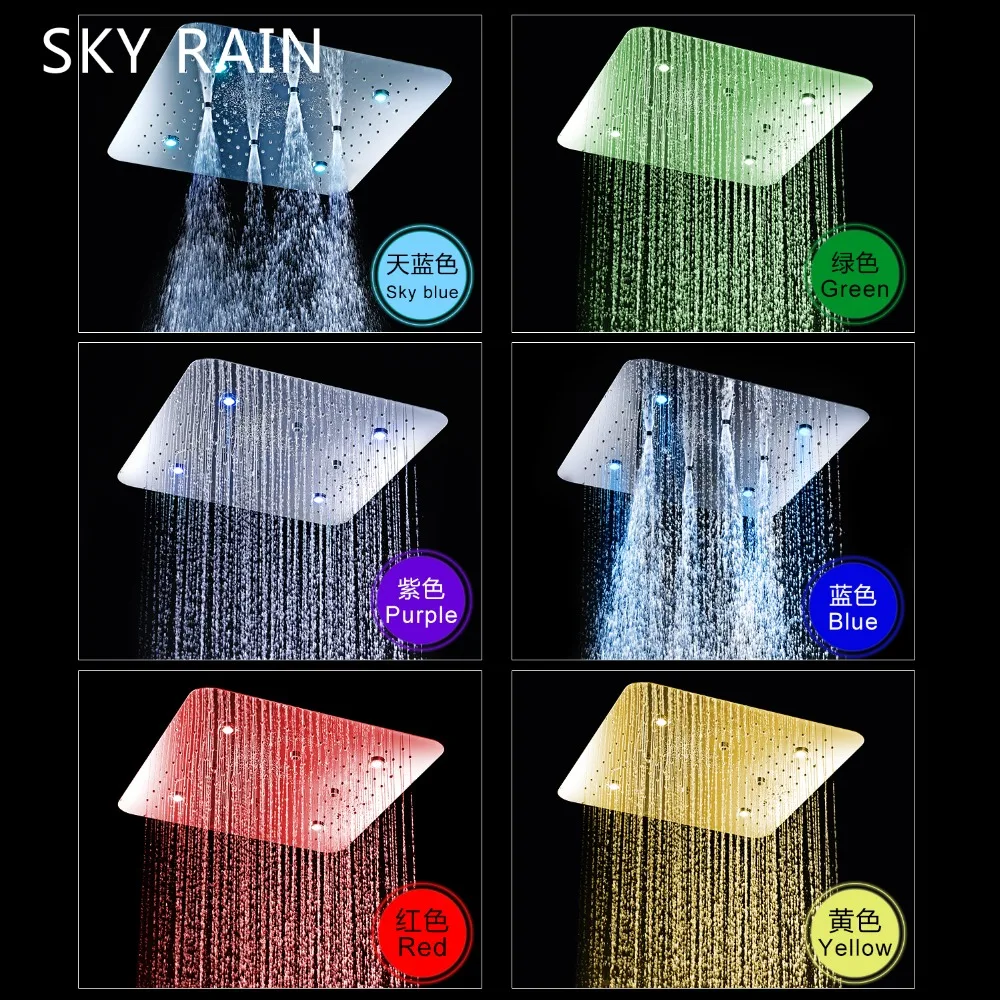 SKY RAIN светодиодный смарт Термостатические Смесители спа массаж спрей туман потолочный Душ для ванной комнаты