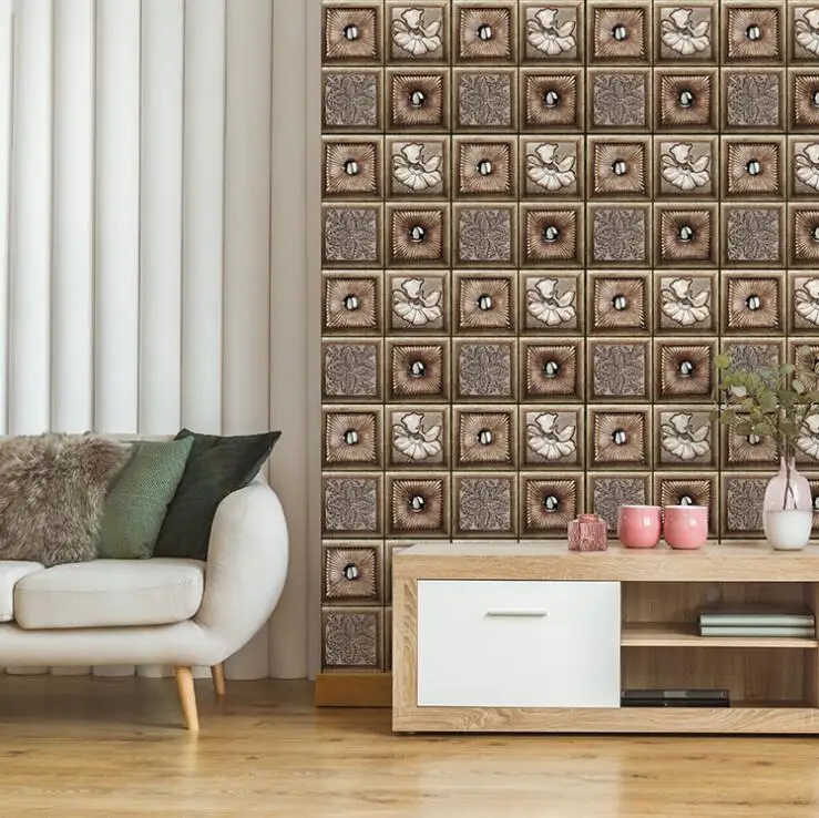 3D деревянные зерна кирпич узор Ретро плитки настенные наклейки 30*30 см* 1 шт. плитка для ванной и кухни обои самоклеющиеся DIY художественная роспись