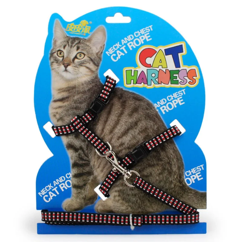 

4 Color Lace Nylon Cat Harness Collar Adjustable Chest Walking Lead Leashes for Cat Pet 105 CM