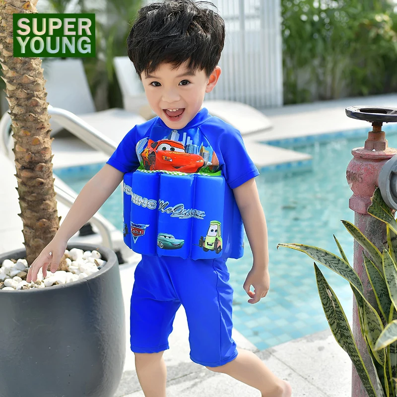 Baby Girl Boy Rash Guard Floating Swimsuit Kids Cartoon Car Swimwear ...