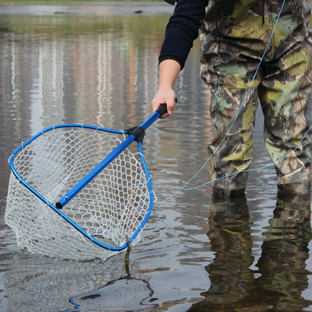 130cm Fly Fishing Net Aluminum Alloy Telescoping Foldable Landing Net