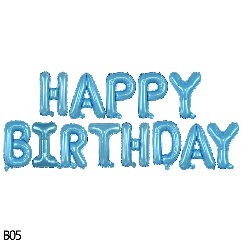 12 стилей 16 дюймов письма с поздравлениями с днем рождения фольги воздушный шар баннер набор для детей взрослых день рождения украшения мальчик девочка шары в виде алфавита - Цвет: B05