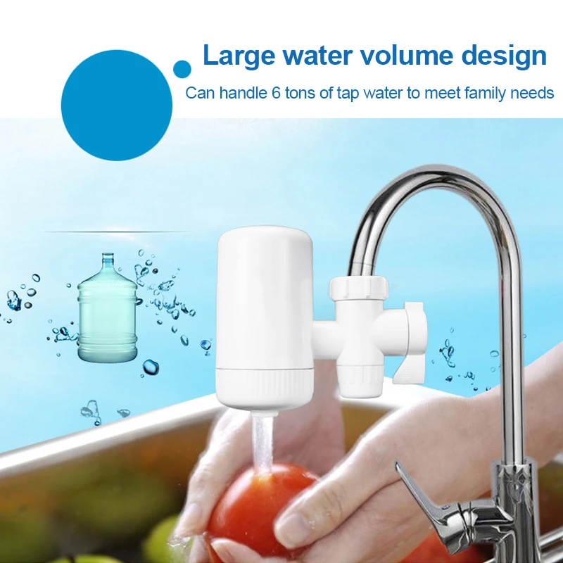 3L/min ABS Washable Ceramic Filter Faucet Tap Water Purifier Two Water Modes with 3 Interface Connectors for Kitchen Bathroom