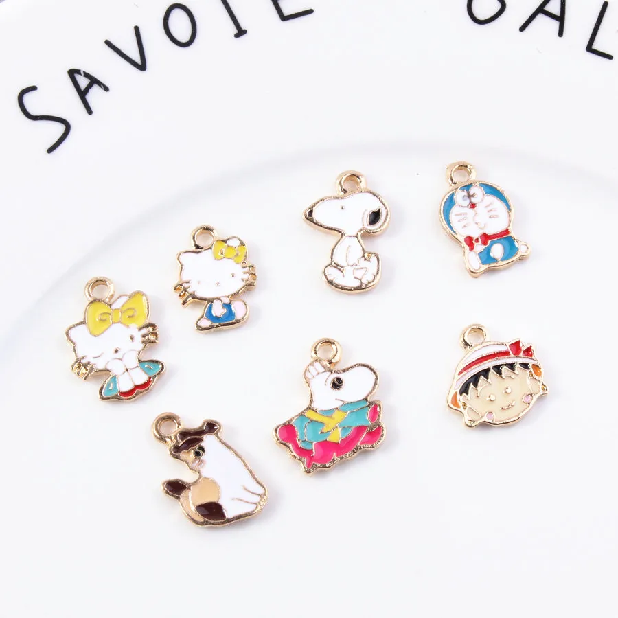 

Cute Anime Unicorn Doraemon Colorful Enamel Floating Dangle Charms Pendant for Fashion Women DIY Necklace Jewelry Make
