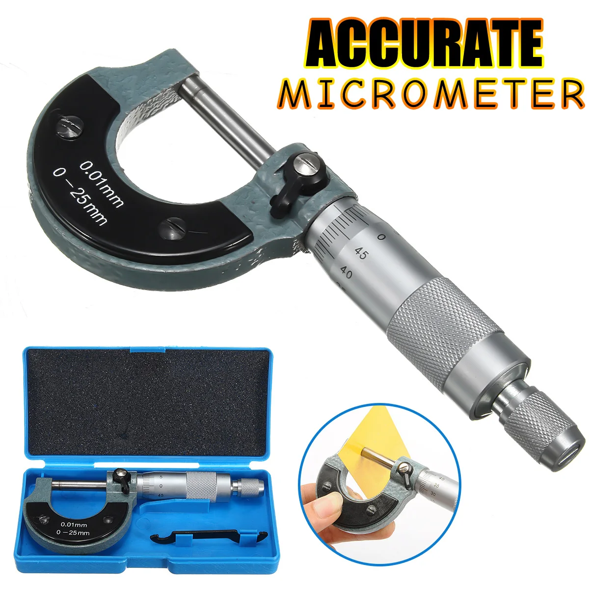 

Accurate Measuring Tool 0-25mm 0.01mm Outside External Metric Gauge Micrometer Machinist Measuring with Box