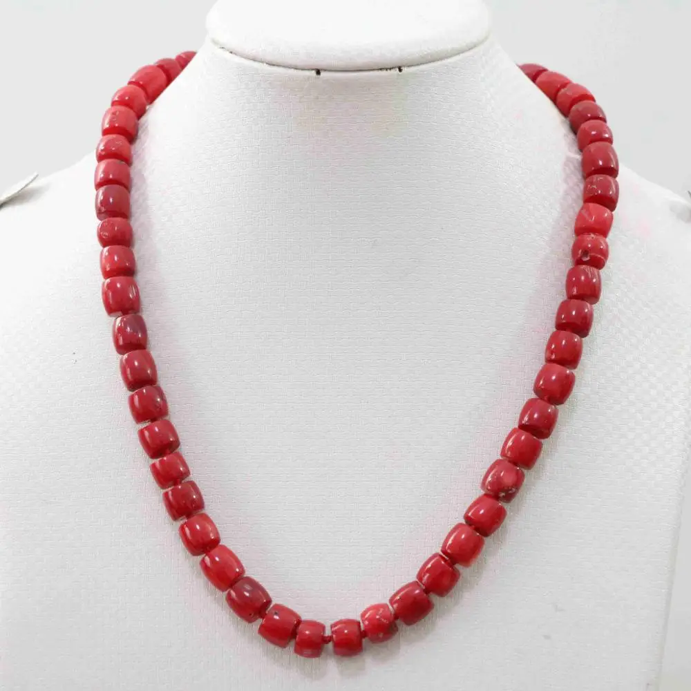 

Hot sell Noble- Natural red coral 8-10mm irregular cube abacus rondelle beads jewelry necklace 5.27