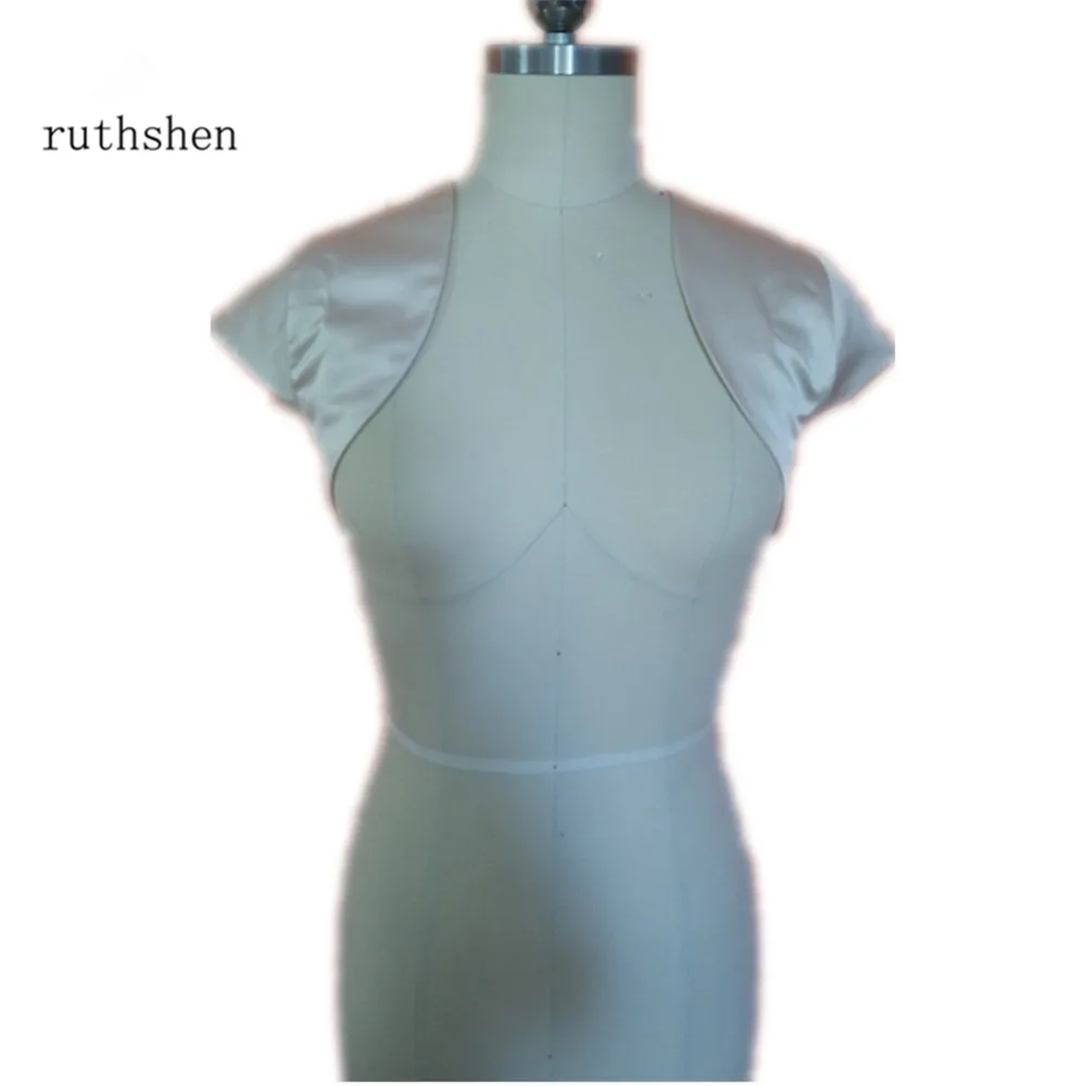 Ruthshen Свадьба/Люкс-белый/черный/слоновой кости атласной Болеро жакет короткий рукав DS0611