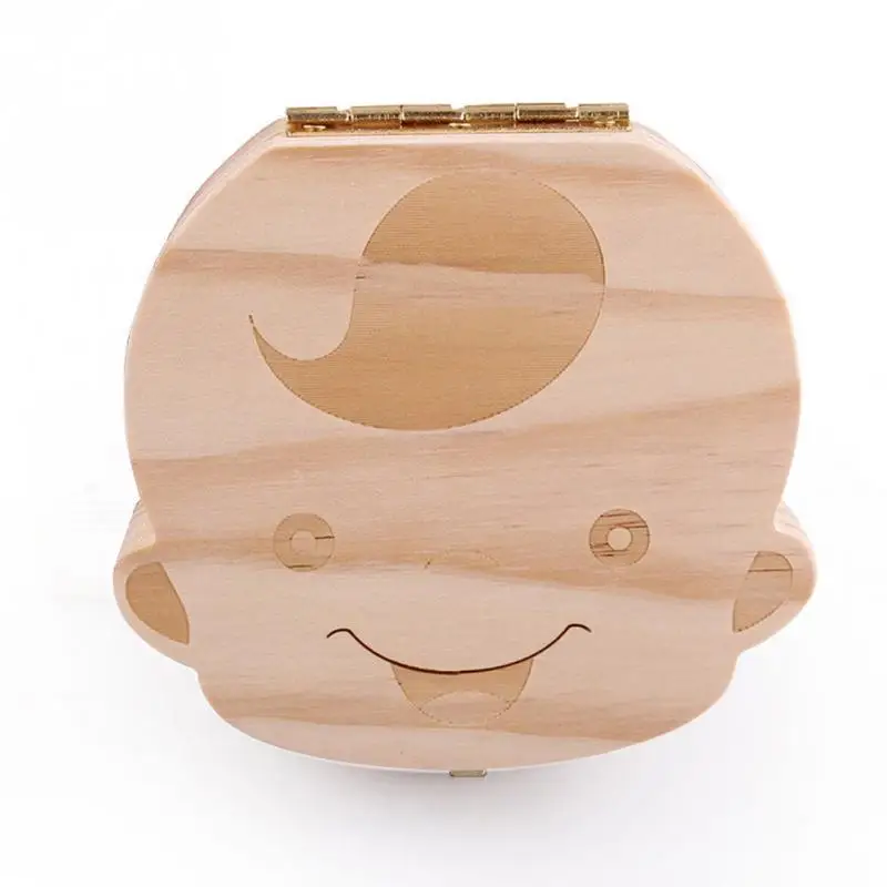 Молочные зубы деревянный ящик для хранения для детей мальчик и девочка зуб Коробка органайзер - Цвет: English