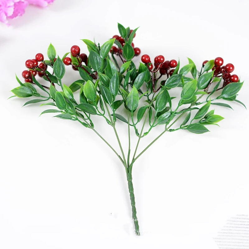 Йо Чо 1 букет искусственных цветов растение Рождественское украшение ягоды ветка дерева благоприятный плод домашний магазин Декор Поддельные Дешевые растения