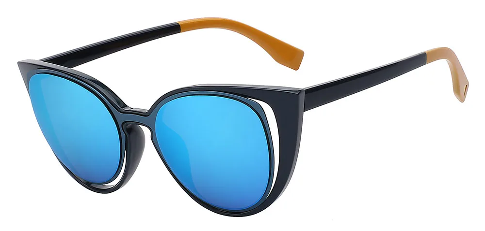 XIU модные кошачьи Солнцезащитные очки женские брендовые дизайнерские ретро винтажные женские солнцезащитные очки Oculos de sol feminino Высокое качество UV400 - Цвет линз: Black w blue mir