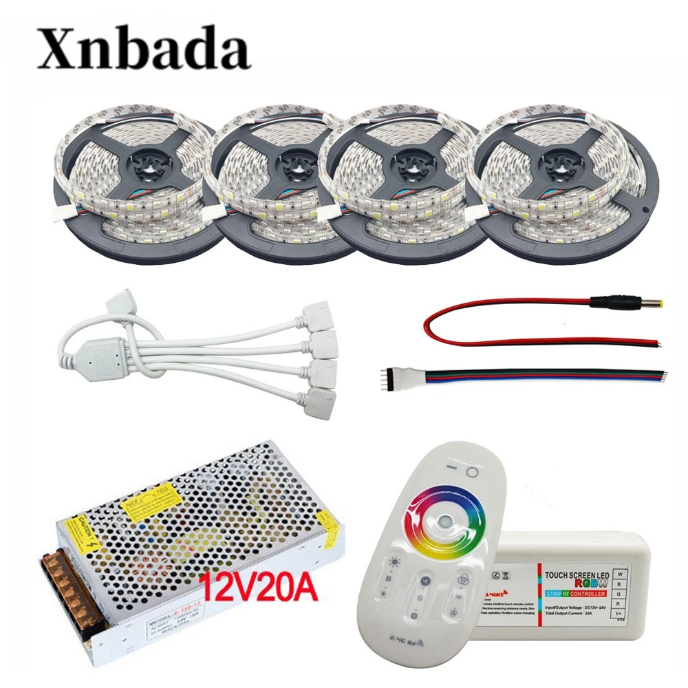 

DC12V 60led/m 5050 SMD RGBW/W Led Strip Set Led Flexible Light + 2.4G RGBW RF Remote controller + Amplifier Kit + Power adapter