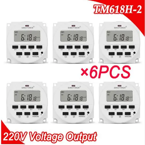 

6PCS/Lot TM618H-2 220V AC Voltage Output Digital Time Relay 7 Days Weekly Programmable Timer Switch 220V for Lights Applications