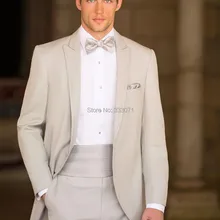 Slim Fit One Пуговицы Бизнес жениха фраки бежевый Best Man Женихи Для мужчин Костюмы индивидуальный заказ свадебные костюмы для выпускного 2 шт