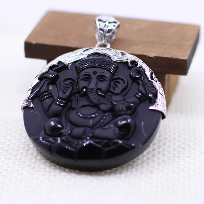  Pendentif Yao noir naturel en argent S925