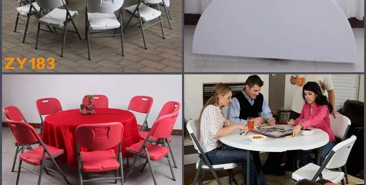 HDPE пластиковый складной обеденный стол круглый для гостиниц Ресторан дома и на открытом воздухе 152DF