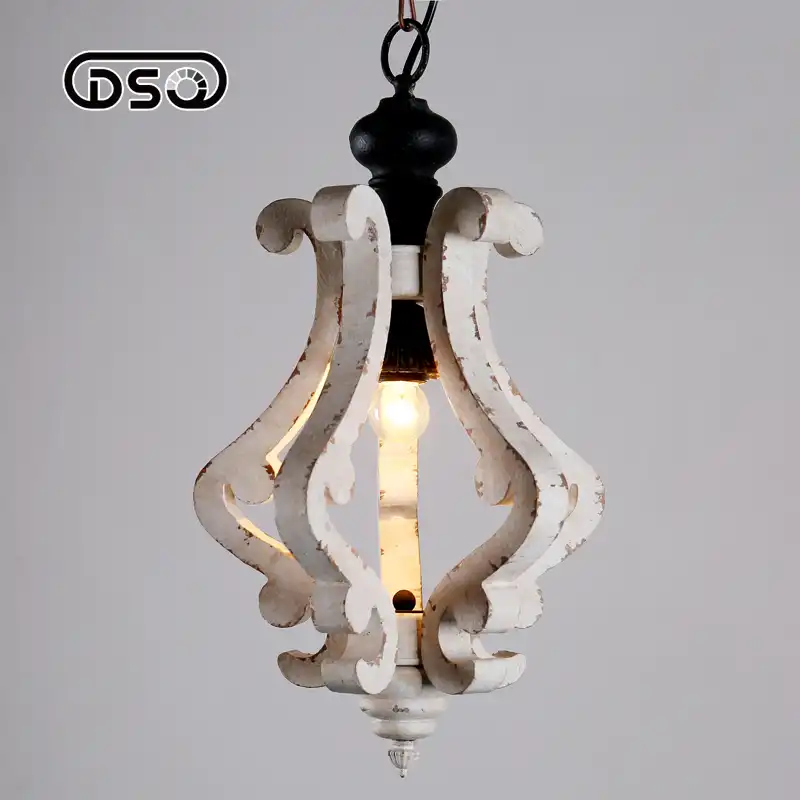 Candelabro de madera blanco envejecido 6 luces granja vintage estilo