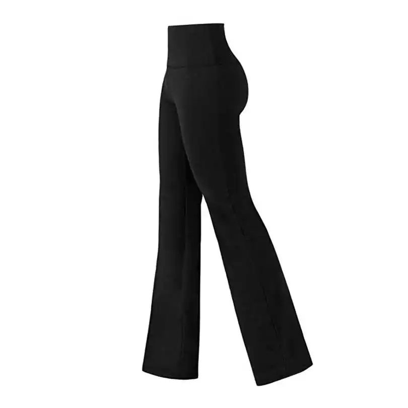  New Fashion Women's Summer Casual Daily Yoga Pants High Waisted Tummy Control Workout Leggings Straight Long Solid  Pants #4F04 (8)