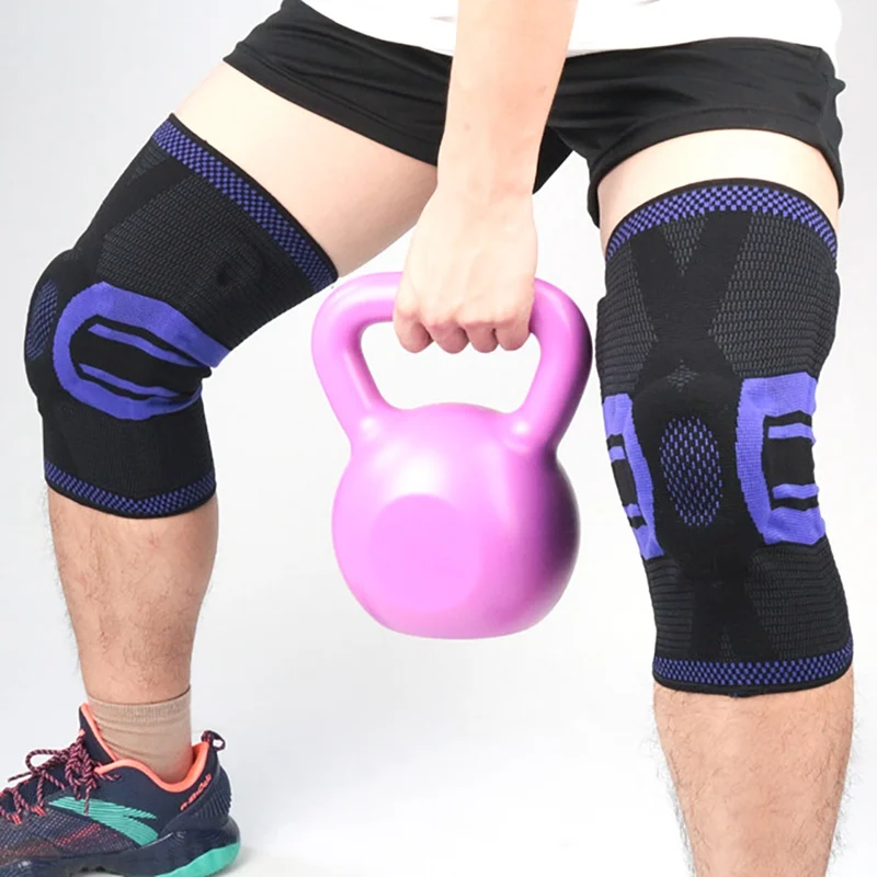 3D ткацкие силиконовые протекторы наколенники Поддержка Brace Meniscus Patella Баскетбол кинезиологическая лейкопластырная повязка Спорт