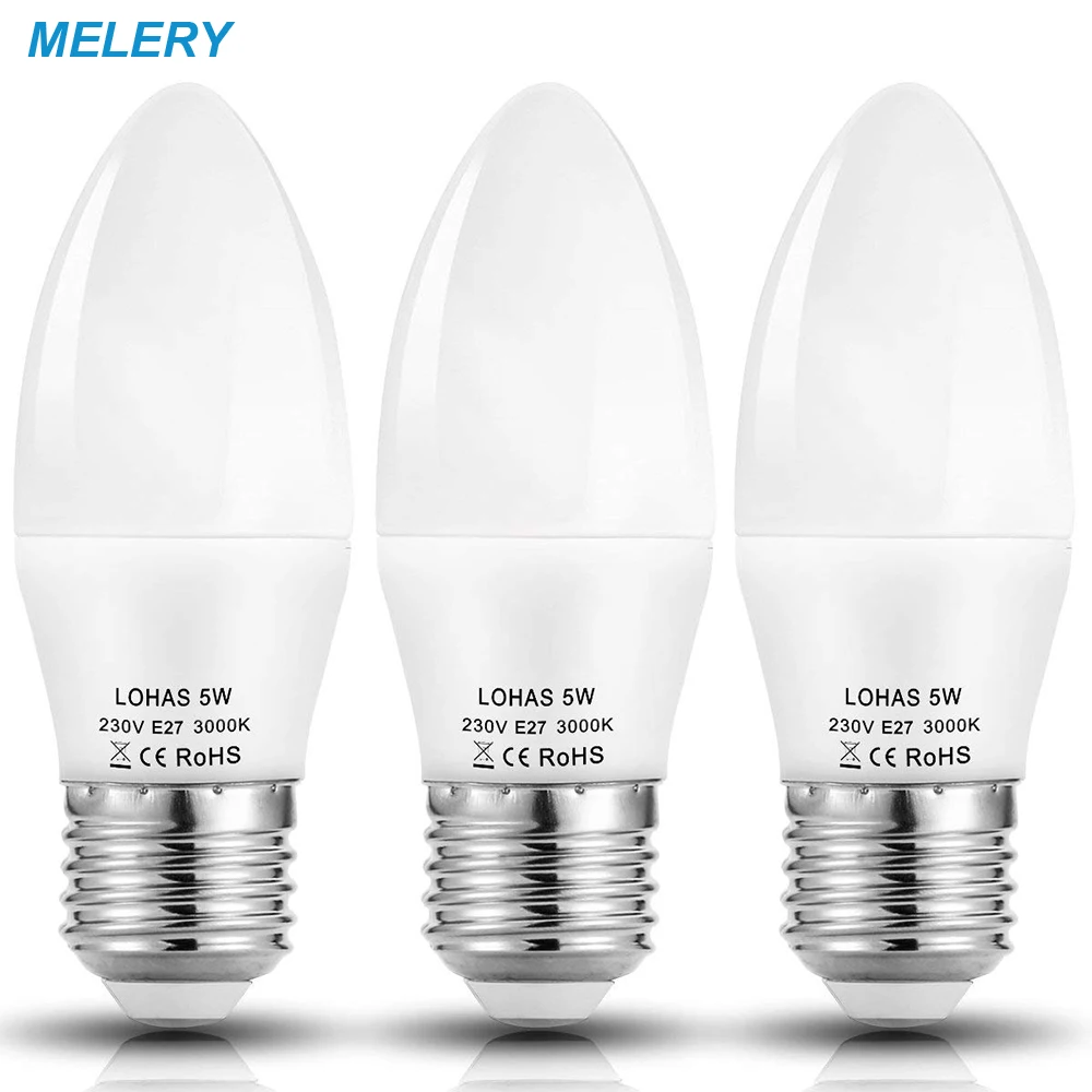

LED Candle Light Bulbs Bayonet 70W Equivalent LED Lamp E27 7W Day White 6000K Candelabra Bulbs,630Lm 180 Degree Beam Angle-3Pack