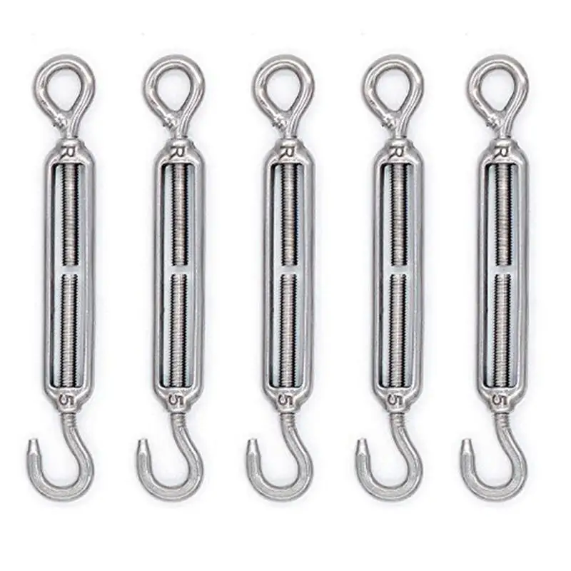 

5pcs M5 Stainless Steel 304 Hook / Eye Turnbuckle Hook Wire Rope Tension Adjust increase / reduce Chain Rigging Hooks Turnbuckle