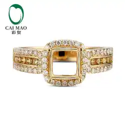 Caimao Подушки Cut кольцо Маунт Semi Настройки и 0.62ct Diamond 14 К желтого золота драгоценных камней Обручение кольцо Ювелирные украшения