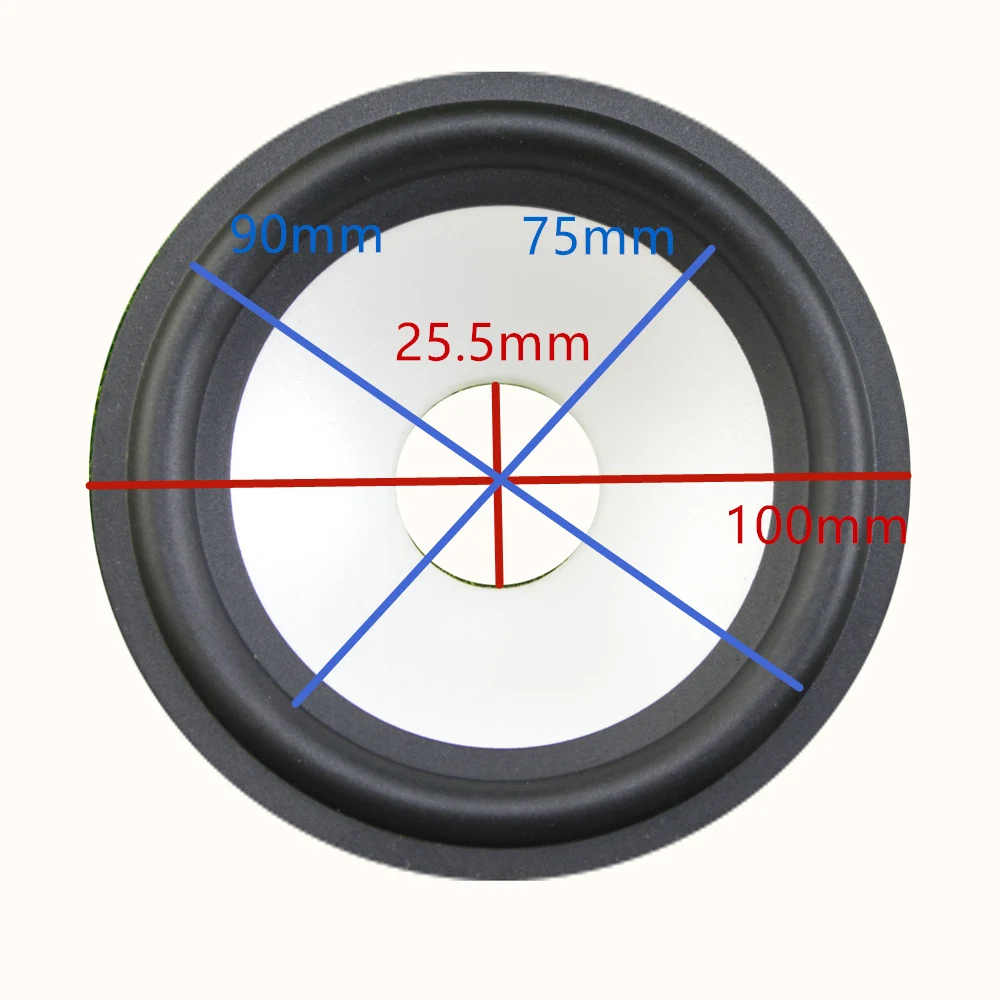 4 дюймовый низкочастотный громкоговоритель Бумага конус(100 мм* 90 мм* 75 мм* 25,5 мм) 23 мм высота с резиновой кромкой Белый Динамик Бумага конус