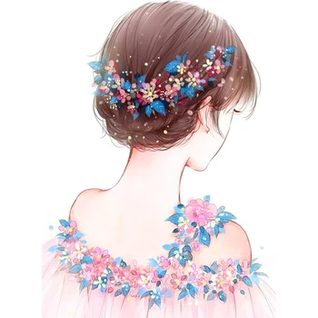 

Flowering Girl Full Drill 5D DIY Diamond Painting Girl Silhouette Cross Stitch Diamond Embroidery Pattern Mosaic Home decor