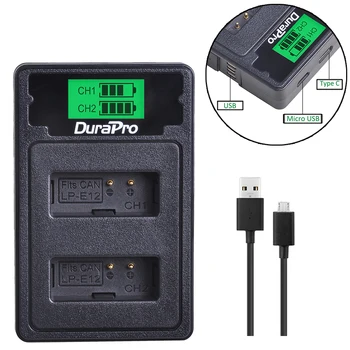 

LP-E12 LP E12 LCD USB Dual Battery Charger with Type C for Canon LP-E12 Battery for Canon EOS M 100D Kiss X7 Rebel SL1 camera