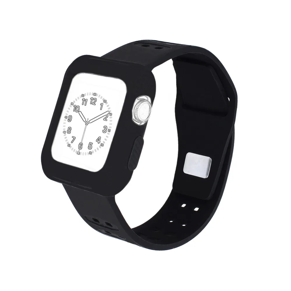 

Bemorcabo Silicone Shockproof Rugged Watch Band with Protective Case for Apple Watch Series 2 1,Sport Band Wristband 38mm 42mm